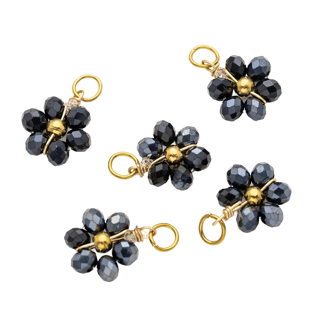 10er Set Edelstahl Blumen Charms für DIY Schmuckherstellung 10x16 mm