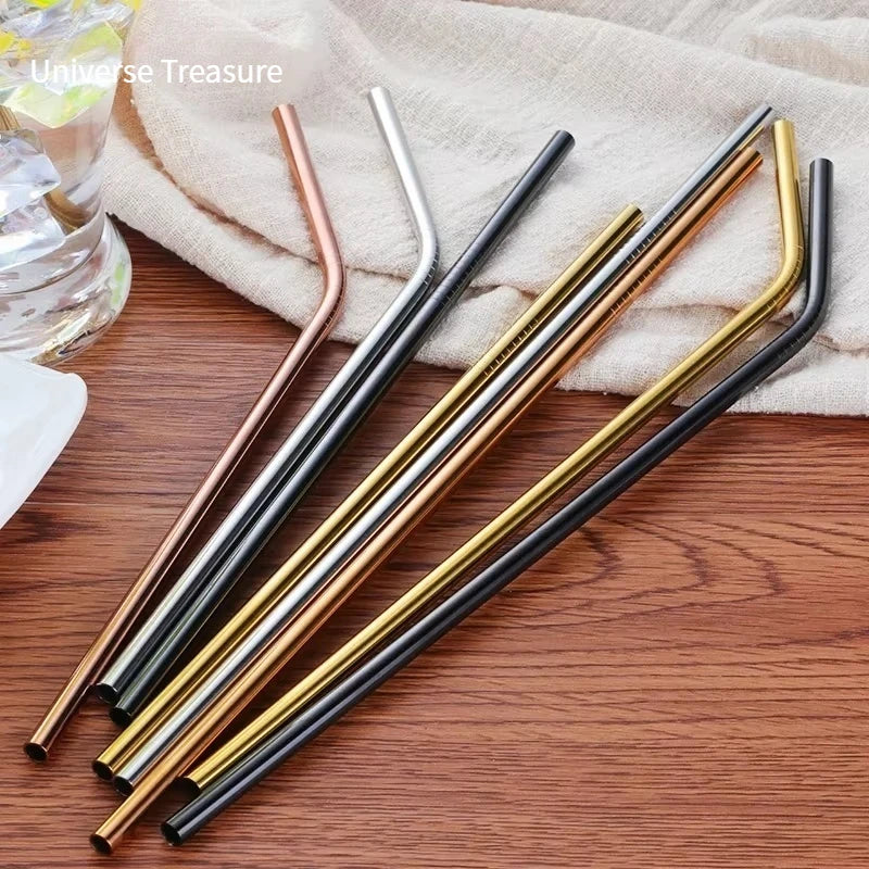 Wiederverwendbare Edelstahl Trinkhalme und Löffel mit Bürste