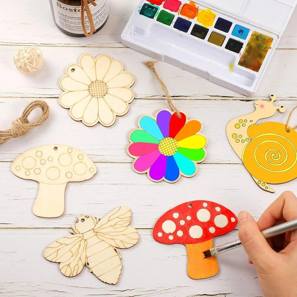 10 Holzanhänger Frühlingsblumen Rose Sonnenblume Dekoration DIY