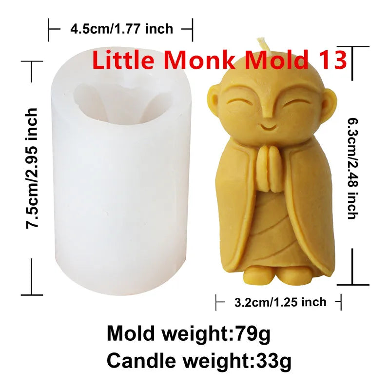 3D Silikon Kerzenform Kleine Buddha Mönch für DIY Dekoration