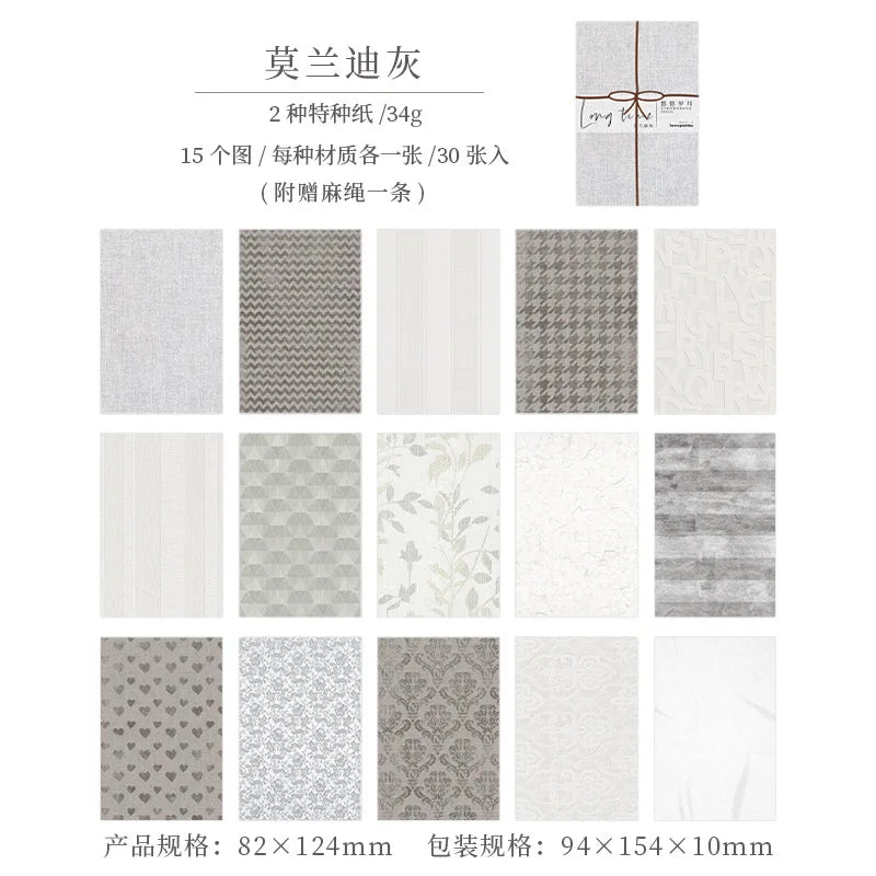 30-teiliges dekoratives Papier-Set für kreatives Scrapbooking - Journaling