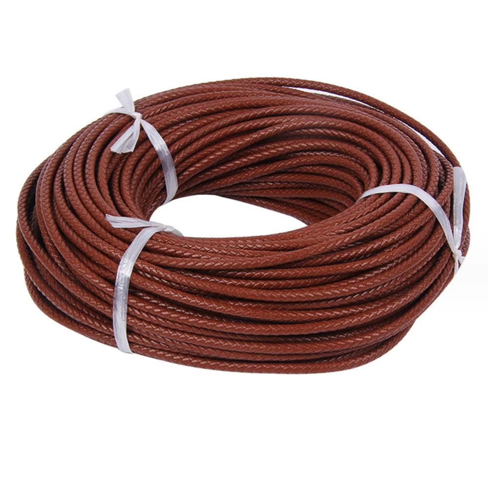 Buntes geflochtenes Echtleder-Armband, 2 Meter, 3-6 mm-Yabubest - Home & More