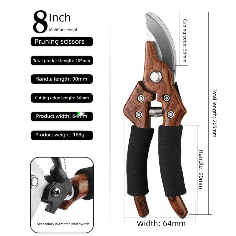 Scharfe Gartenschere mit rutschfestem Griff für Pflanzen und Gartenpflege