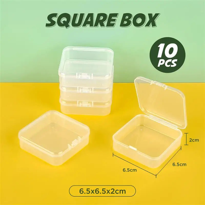 10x Rechteckige Kunststoffboxen transparent zur Schmuck und Kleinteil Lagerung