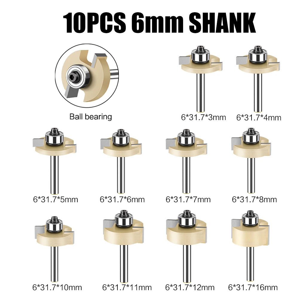 6 mm 1/4 Zoll Schaft T-Nut-Fräser mit Lager für Holzverarbeitung