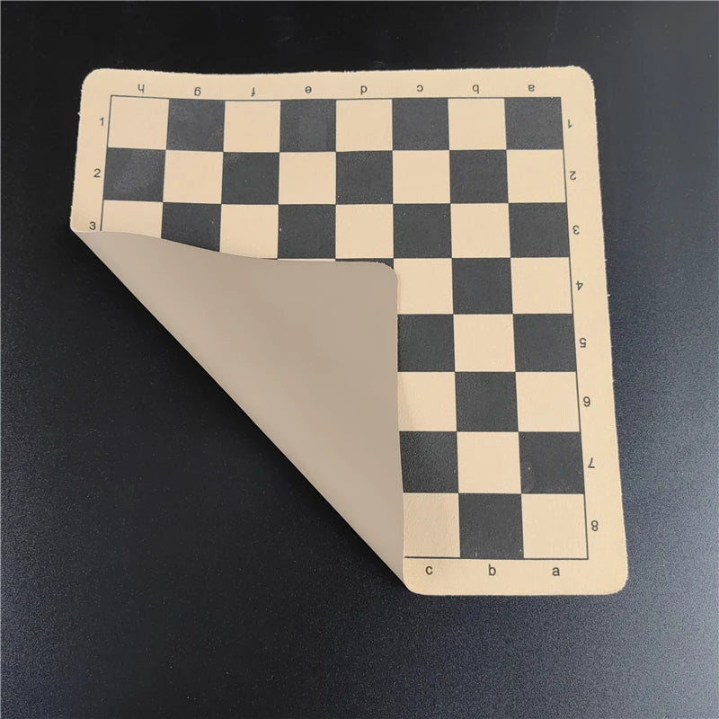 Faltbares internationales Schachbrett 27x27 cm Leder-Fleece Material