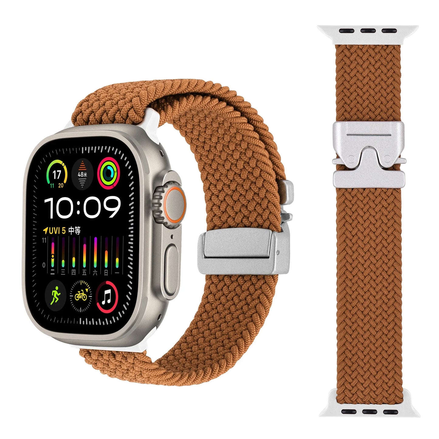 Geflochtenes Fallschirm-Nylonarmband mit Metallverschluss für Smartwatches