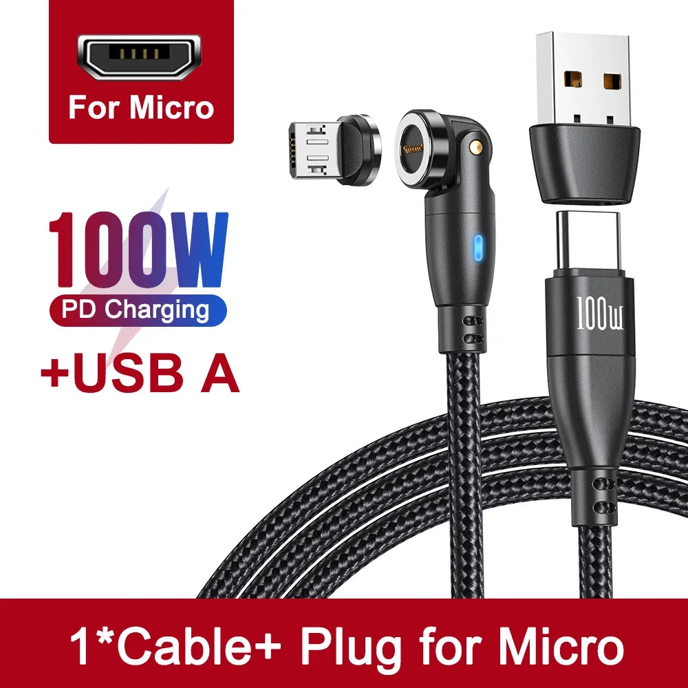 Magnetisches USB C Ladekabel 100W PD 5A – 540° Drehbar – Schnellladung - Daten
