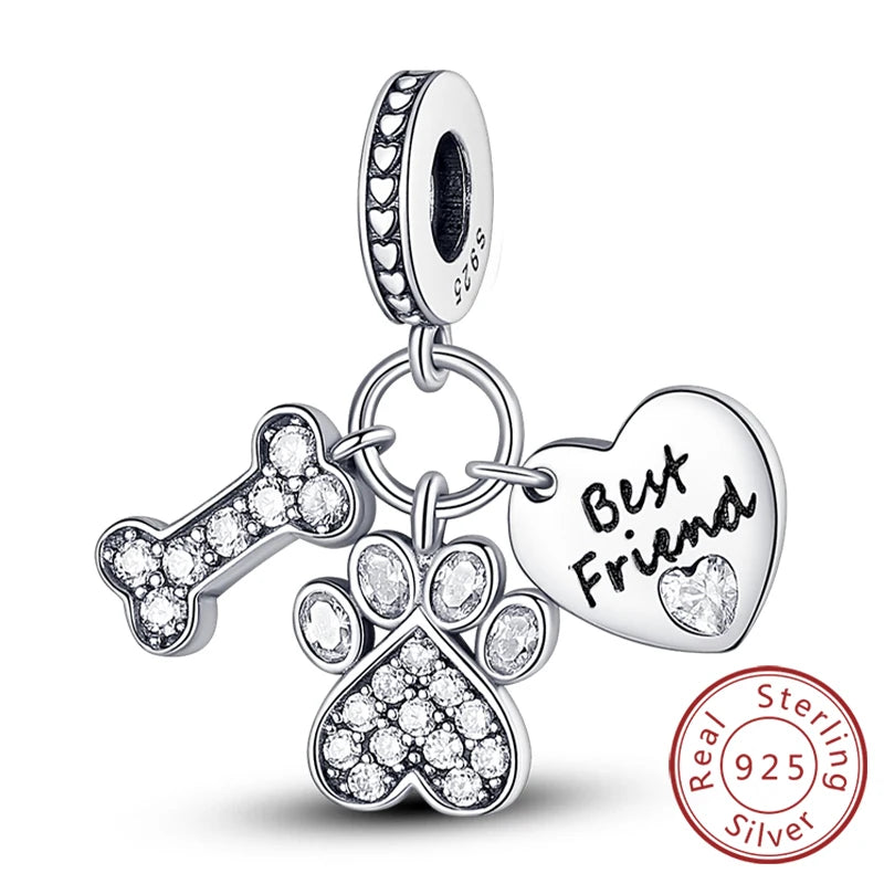 925er Sterlingsilber Charms mit Tiermotiven und Zirkon