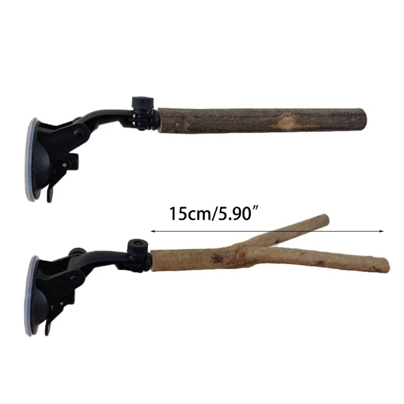 Papagei Holz Sitzstangen mit Saugnapf für Vogelkäfig Spielzeug Zubehör