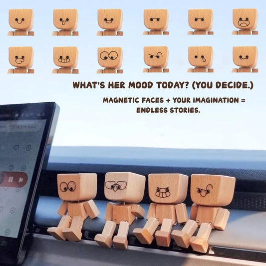 Niedliche Holzfigur für Auto und Schreibtisch – Originelle Dekoration