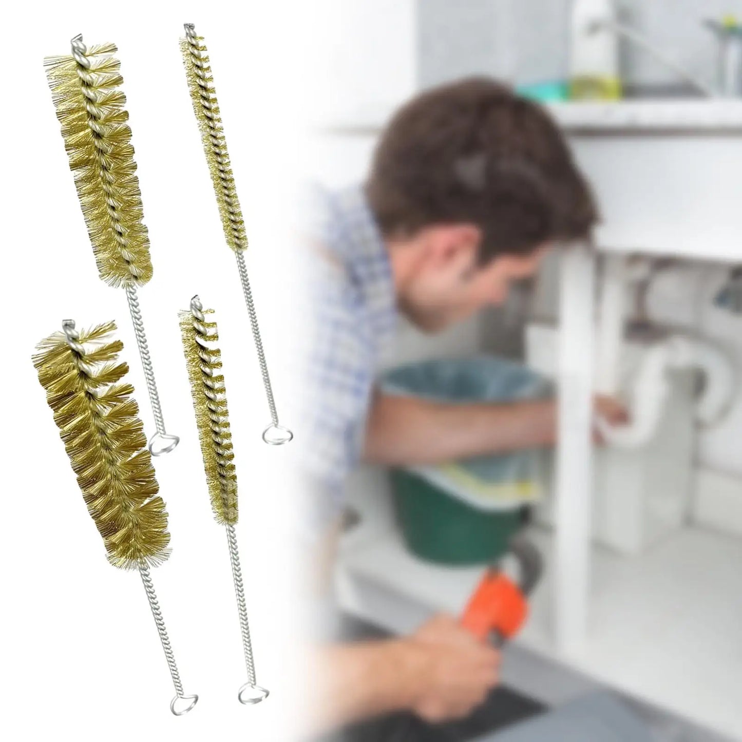 Flexible Rohrreinigungsbürste mit Kupferborsten für enge Rohre Sanitär