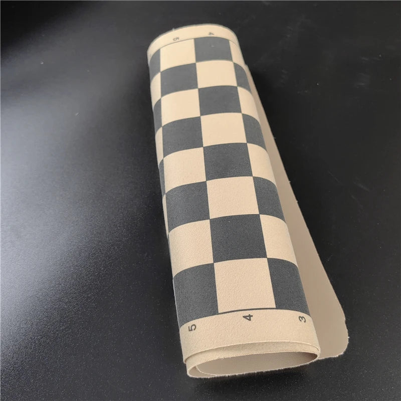 Faltbares internationales Schachbrett 27x27 cm Leder-Fleece Material