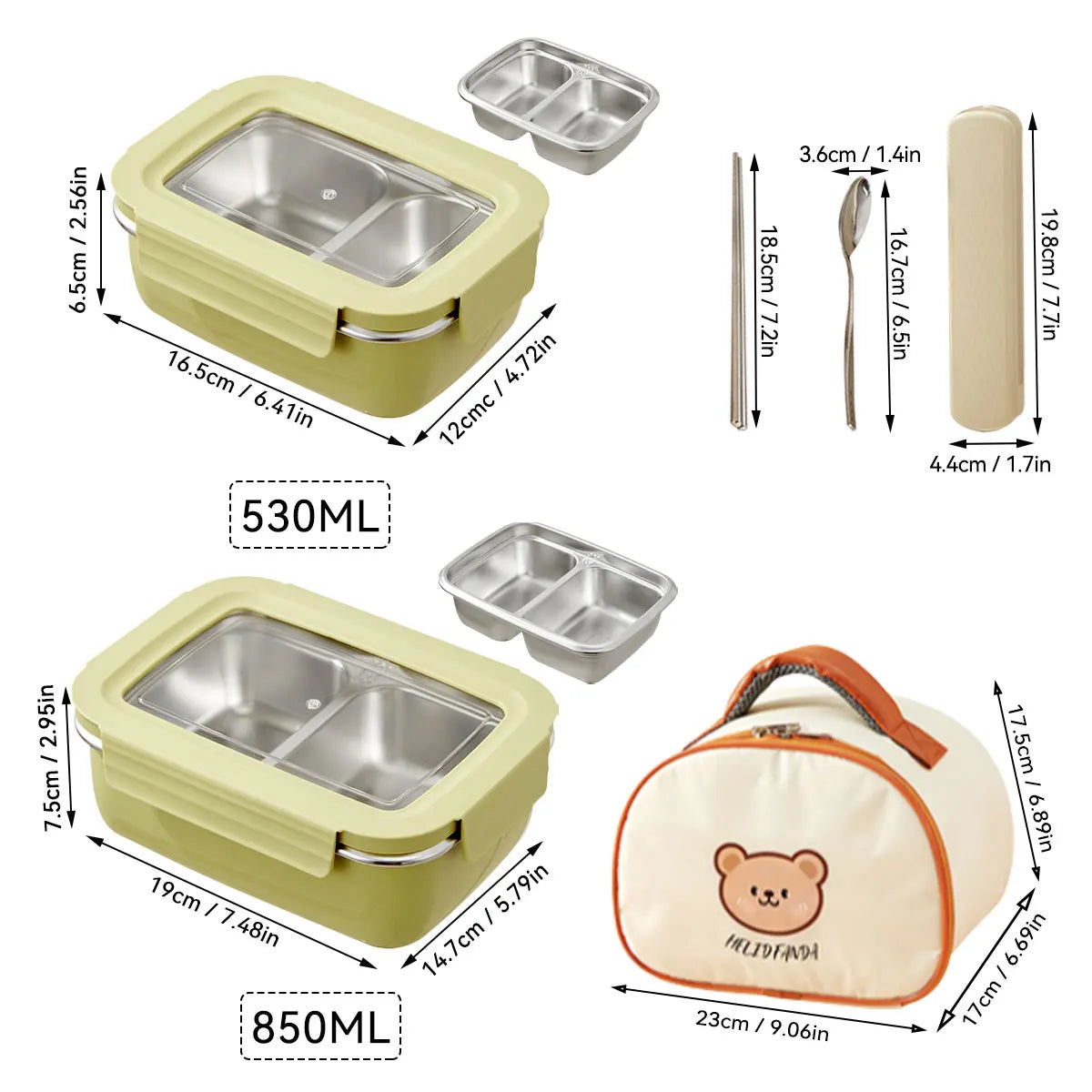 304 Edelstahl Geteilte Lunchbox – Mikrowelle, Dicht, für Schule & Büro