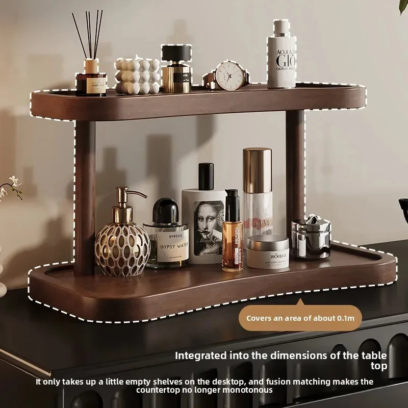 Praktischer Kosmetik Organizer aus Holz für Schreibtisch und Schminktisch