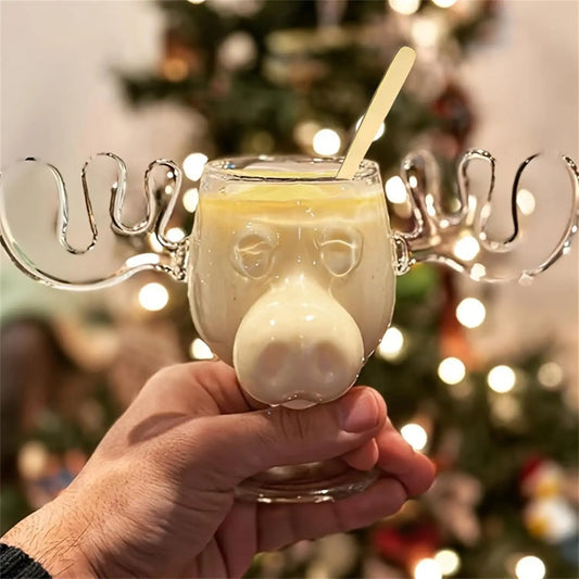 8 oz 240 ml Weihnachts-Elch Becher mit Katze Löffel für Festtage