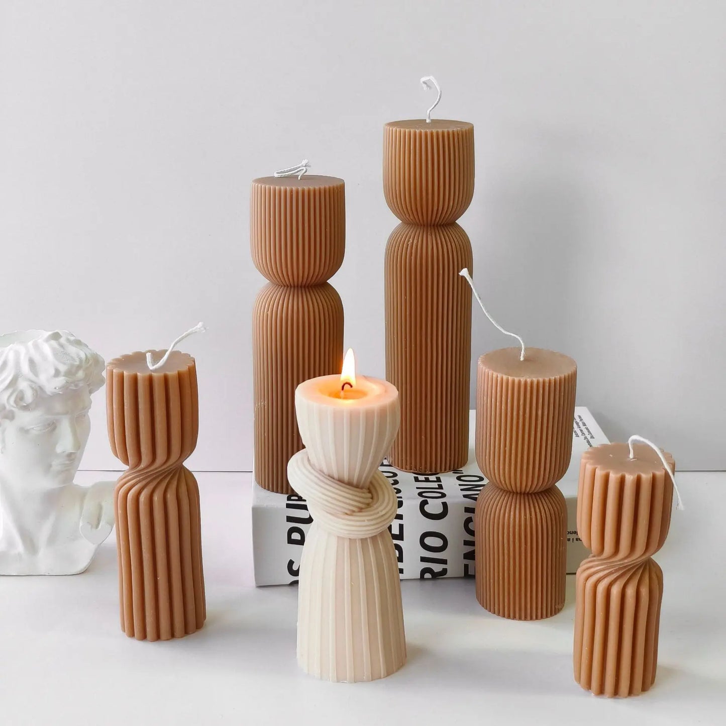 Silikonform für gestreifte Zylinderkerzen DIY Aroma Säule Gips Harz