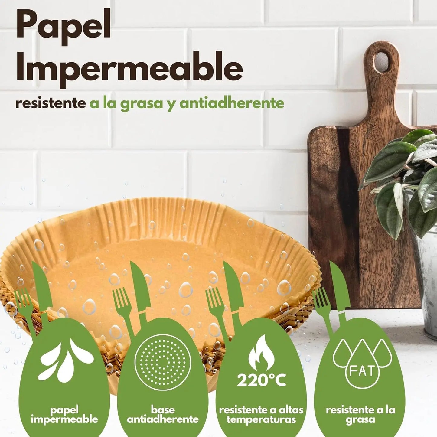 Einweg Luftfritteusenpapier XXL quadratisch 20x23 cm für Airfryer Tablett