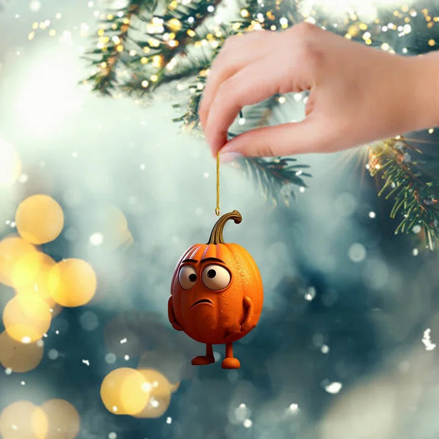 Farbenfrohe Acryl Anhänger Kürbis Motiv für Halloween und Thanksgiving