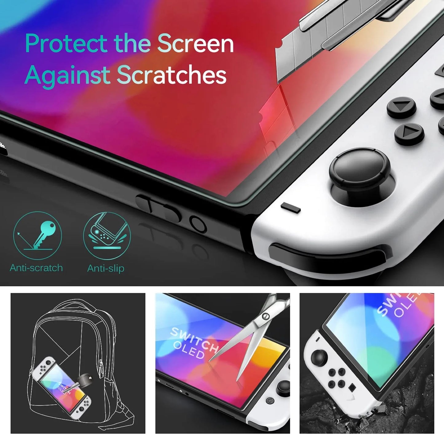 9H gehärtetes Glas Displayschutzfolie für Nintendo Switch OLED - Lite