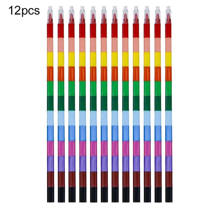 12 Farben Regenbogen Bausteine Malstifte Kreide Set für Schule Party Geschenk