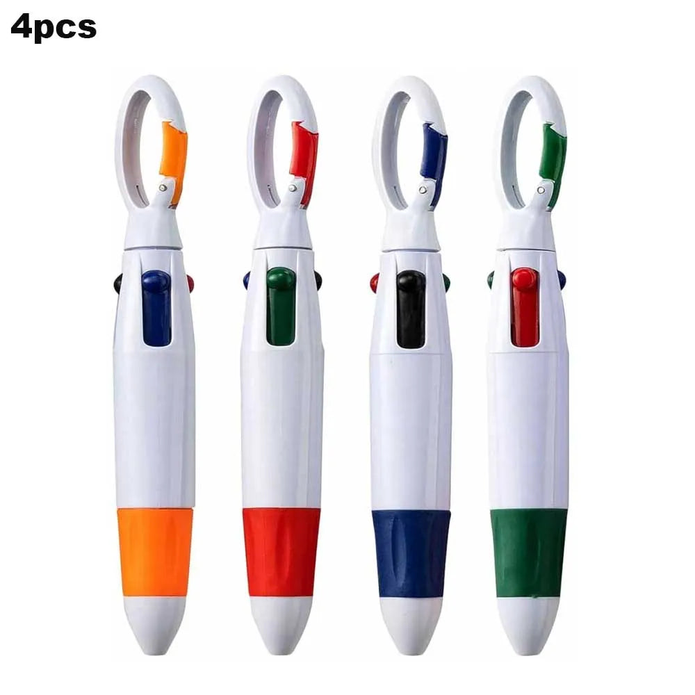 Einziehbare 4-in-1 Kugelschreiber mit Karabiner Clip Packung 4-12 Stück