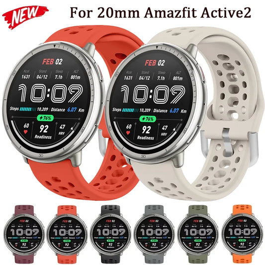 20 mm atmungsaktives Silikon-Uhrenarmband für Sport - Alltag