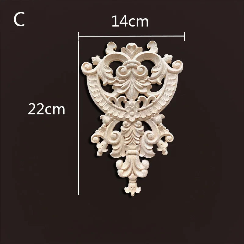 Elegante Holz Applikation für Möbel & Wanddeko – Blumenschnitzerei