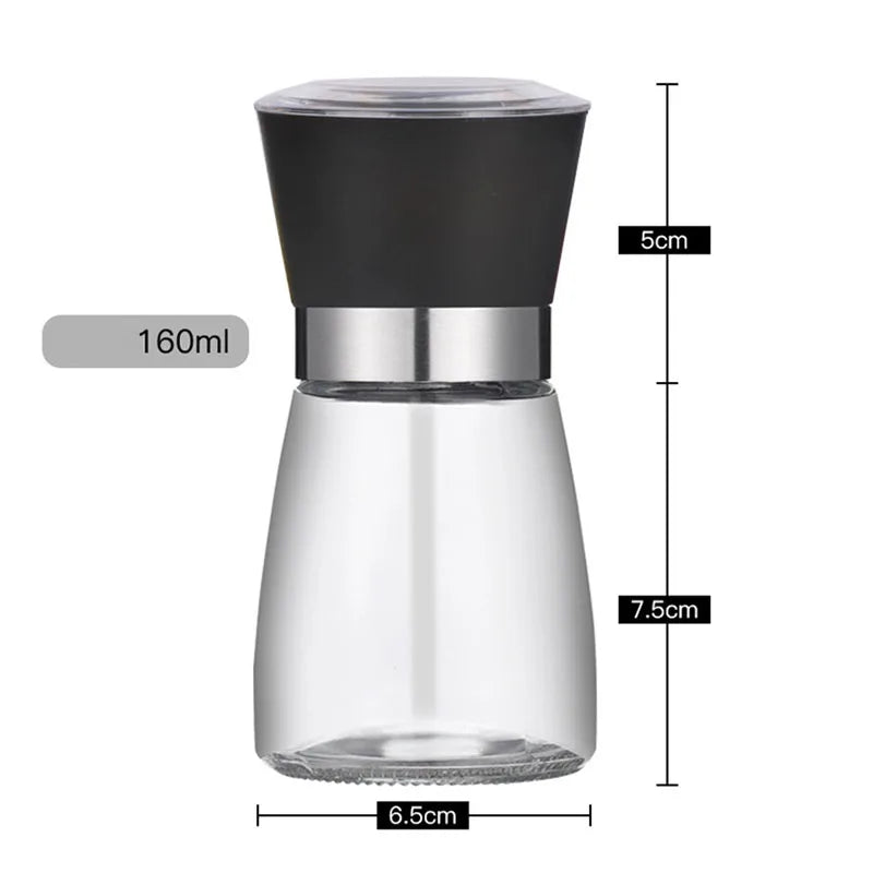 Präzise Mahlfunktion: Manuelle Salz-Pfeffermühle 150ml Edelstahl - Glas