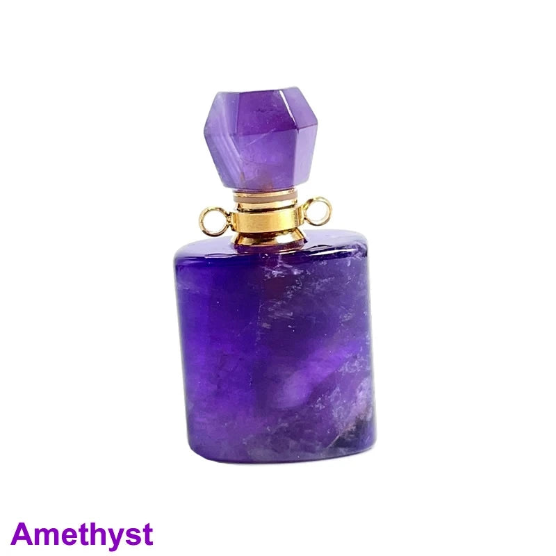 Unregelmäßige Naturstein Parfümflasche Anhänger – Amethyst Tigerauge Öl Diffusor