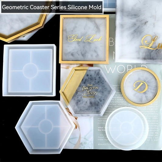 Silikon Formen Set für DIY Untersetzer Quadrat Rund Sechseck