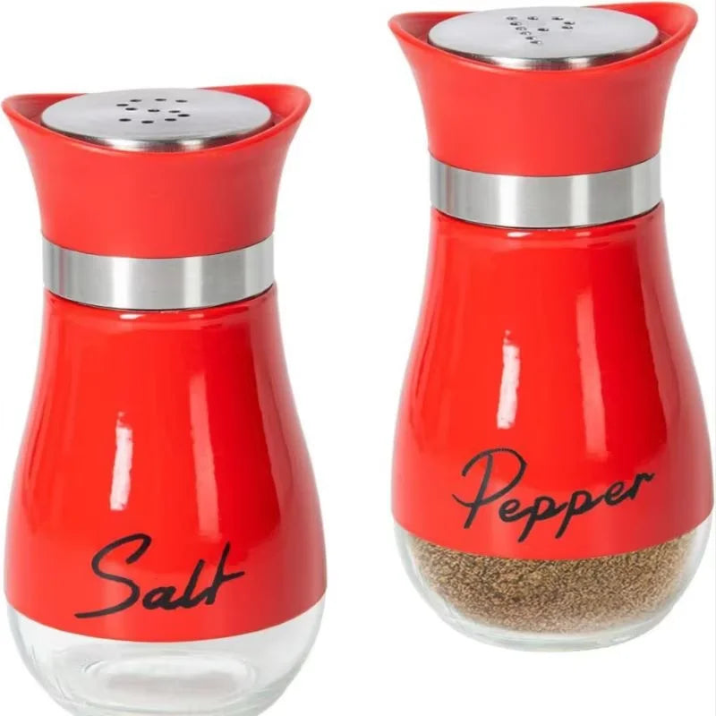 2er Set Glas Gewürz Shaker Vorratsbehälter für Küche - Grill – Salz - Pfeffer