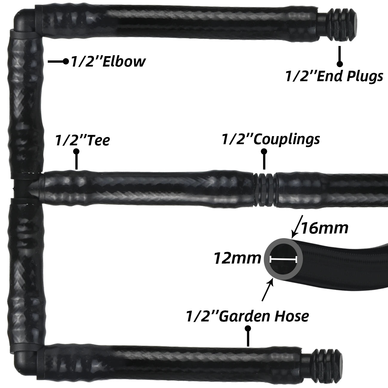 10x 16mm Gerade Kupplungen Micro Tropf Bewässerung 1/2'' PE Schlauch Reparatur