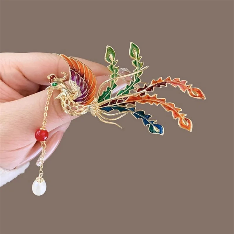 Elegante Brosche mit bunter Glasur und Perlen für Damen und Herren