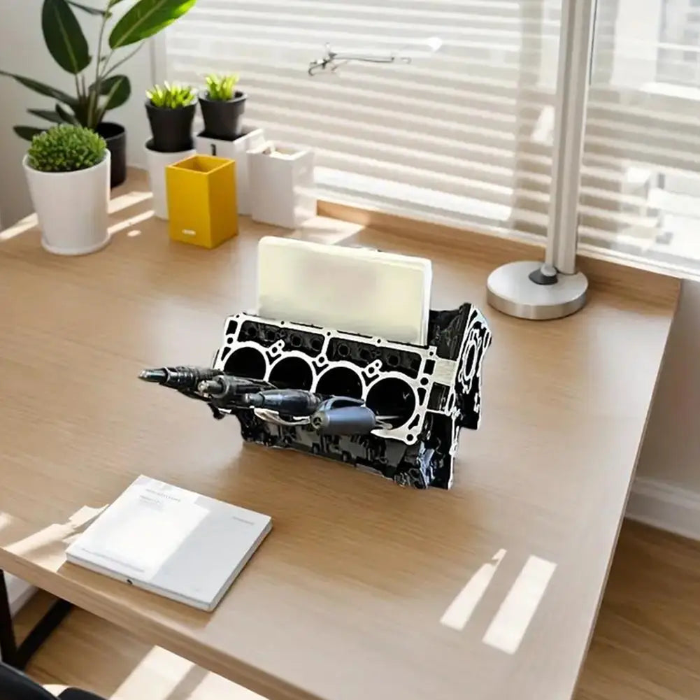 Kreativer Visitenkarte Stifthalter Auto Motor Design Büro Dekoration