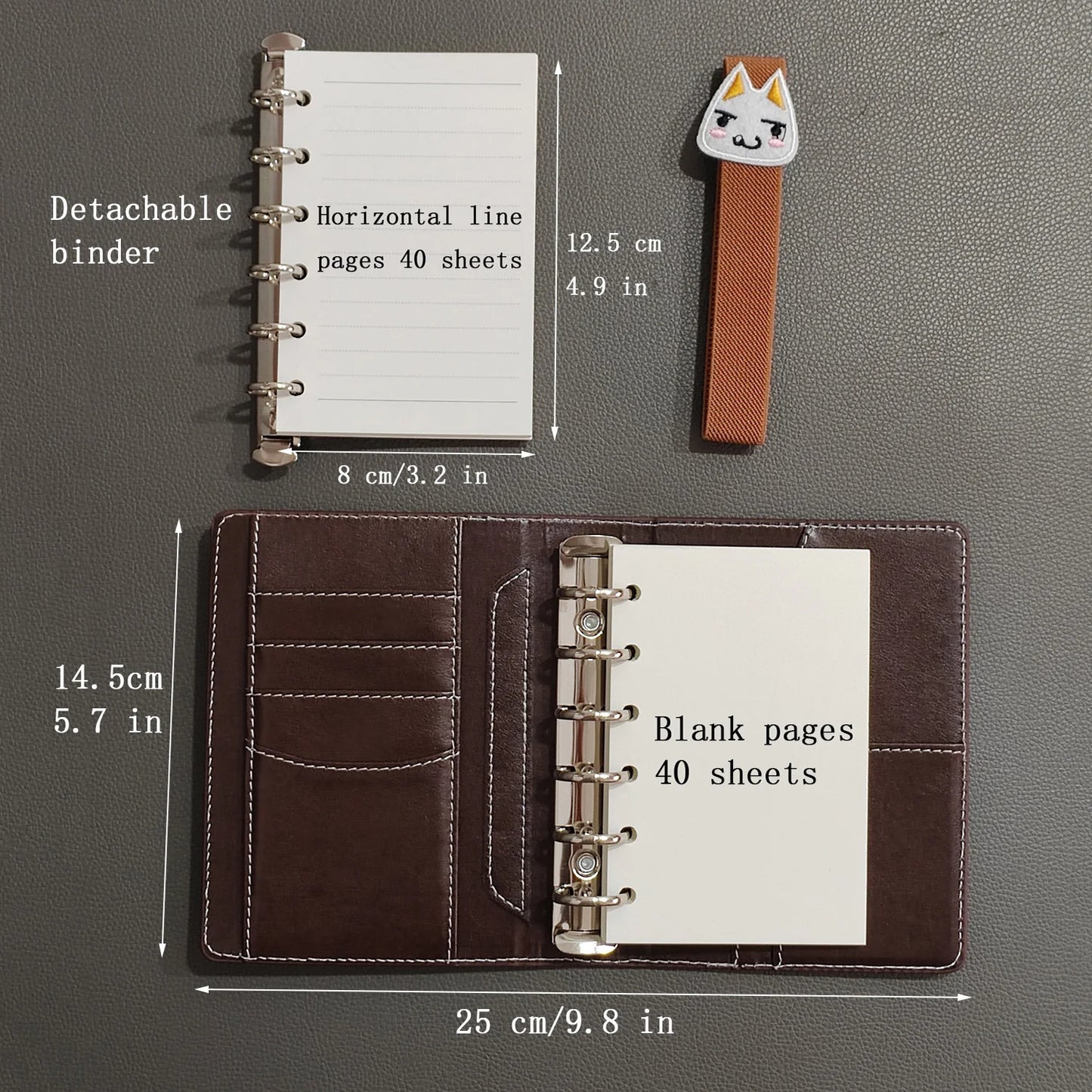 Tragbares A7 Notizbuch Set aus Kunstleder für flexible Planung