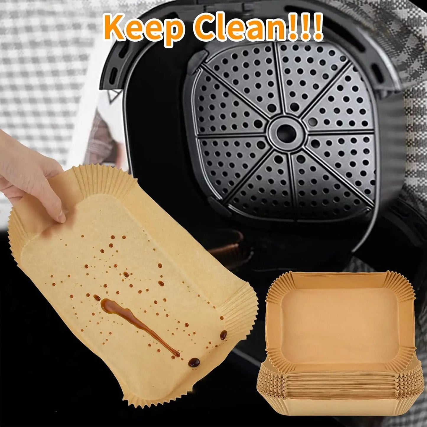 200 Stück Backpapierbögen 22x14 cm für Luftfritteuse kompatibel Ninja