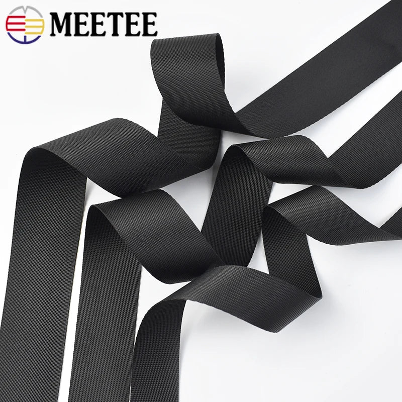5M Schwarz Nylon Gurtband 10-100mm Rucksack Tasche Nähen DIY Projekte