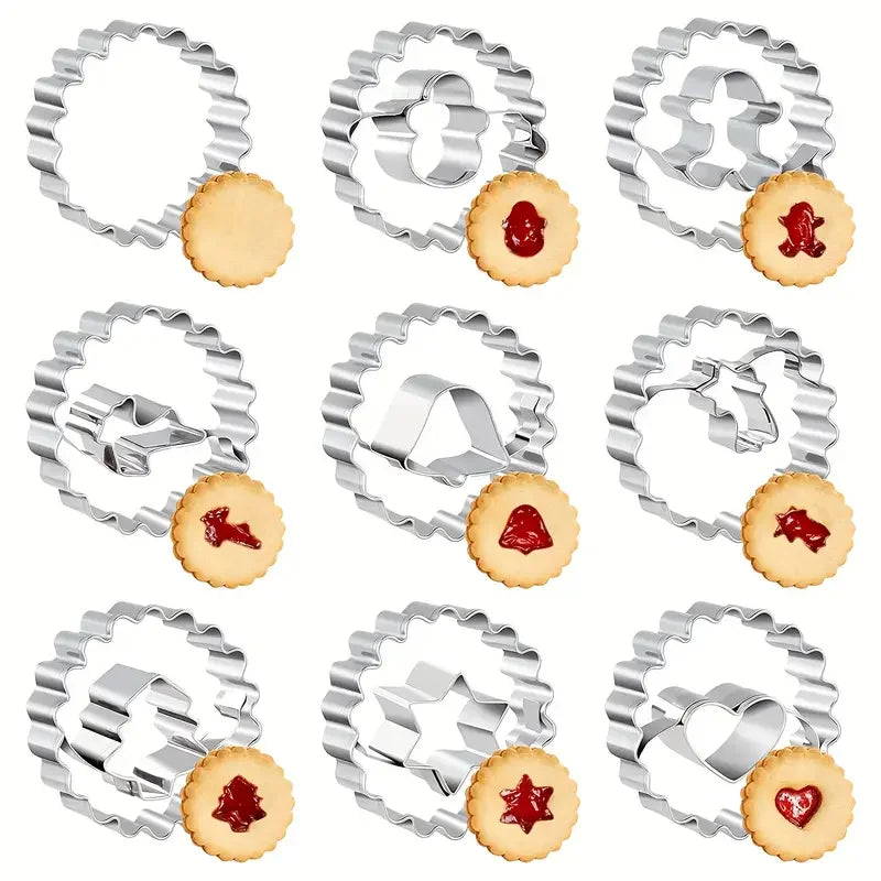 9-teiliges Ausstechformen-Set - Edelstahl - Weihnachtsmotive für Kekse