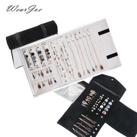 Eleganter Reise Schmuck Organizer aus Samt – Aufrollbar & Faltbar