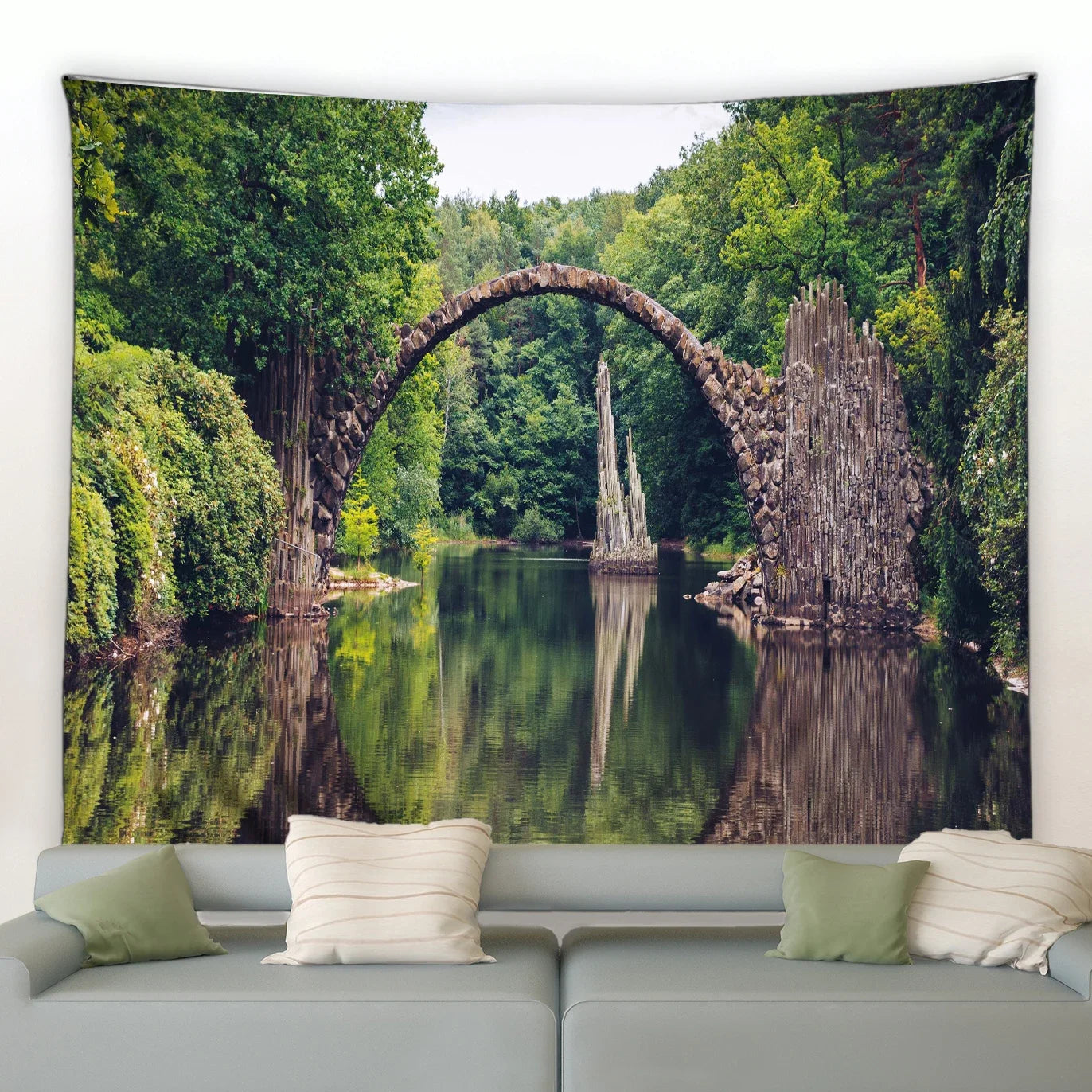 Traditionelle chinesische Wandtapisserie mit grünem Bambusmotiv