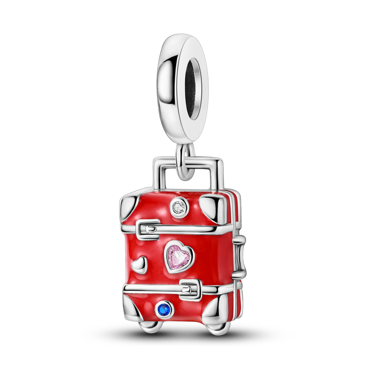 925 Sterling Silber Charm mit rosa Schmetterling - leuchtenden Glühwürmchen