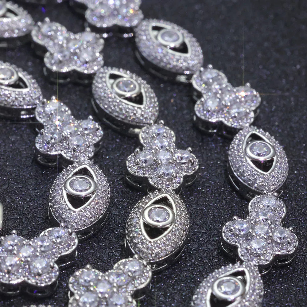 Bling Eye Kreuz Halskette für Damen & Herren – Vergoldet 5A Zirkonia