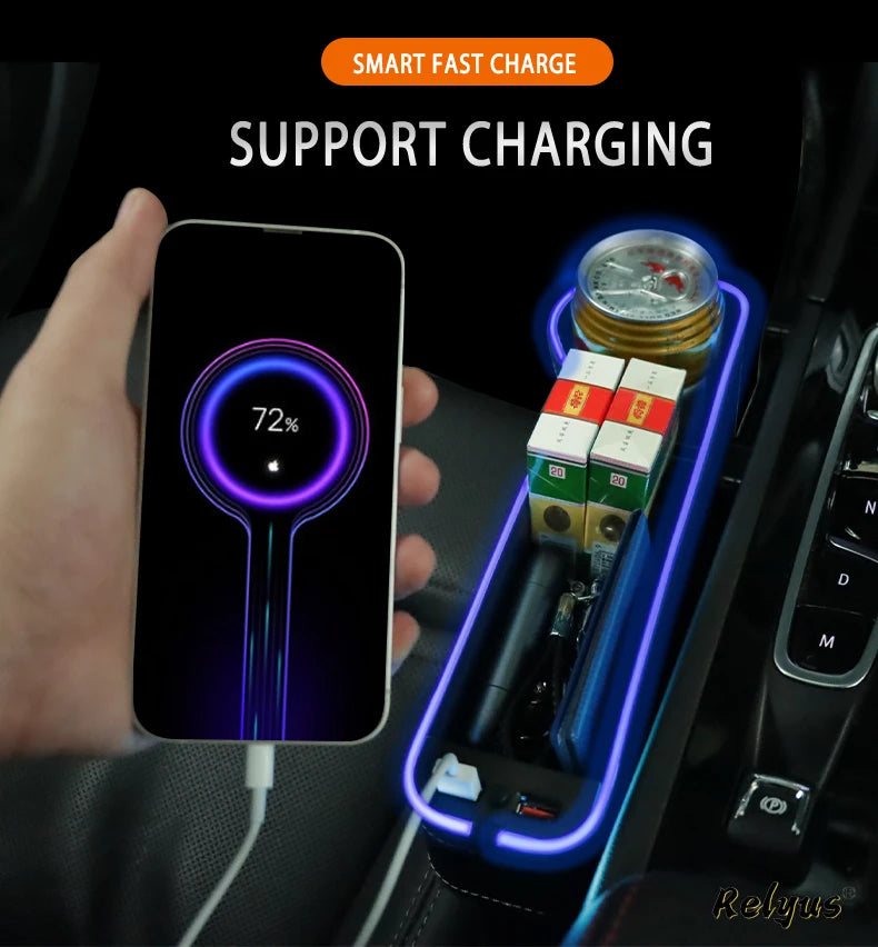 Auto Sitz Spalt Organizer mit USB Ladefunktion & Atmosphäre Lampe