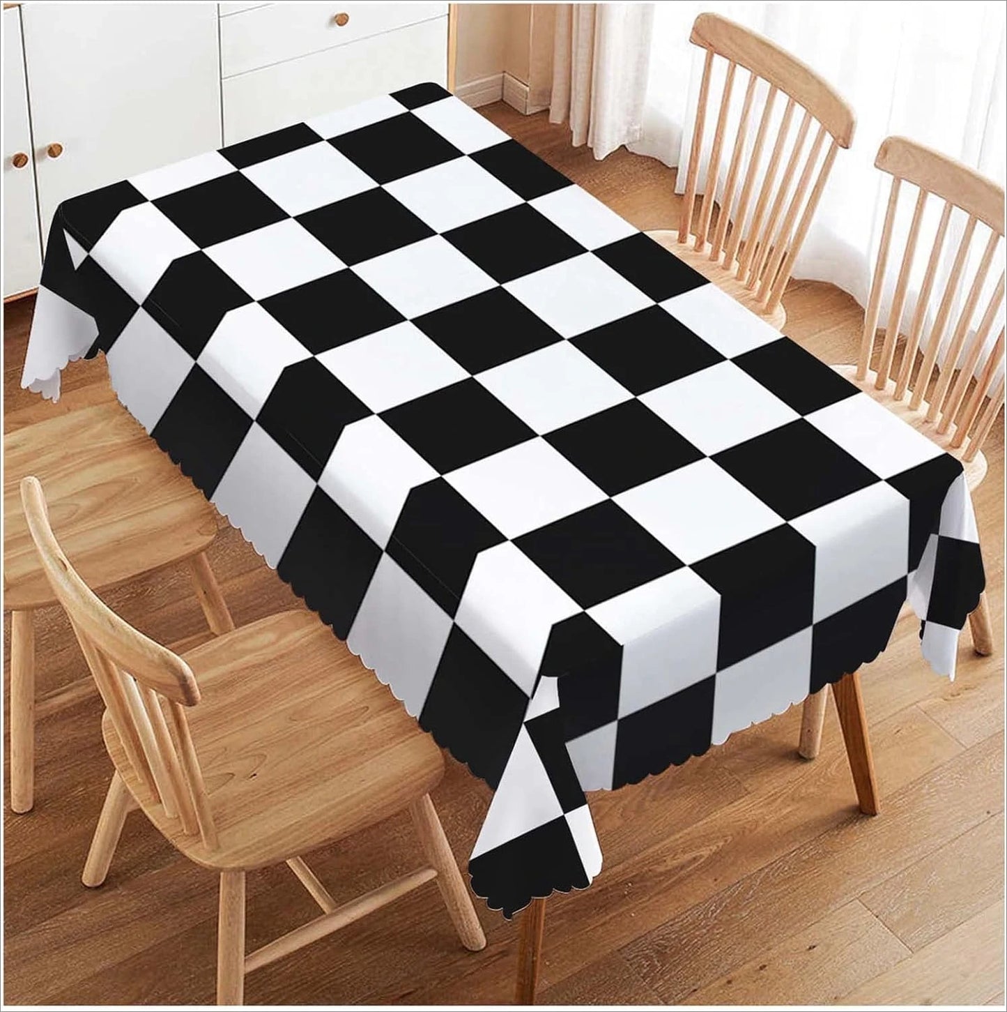 Moderner Tischschutz rechteckig mit Schachbrettmuster