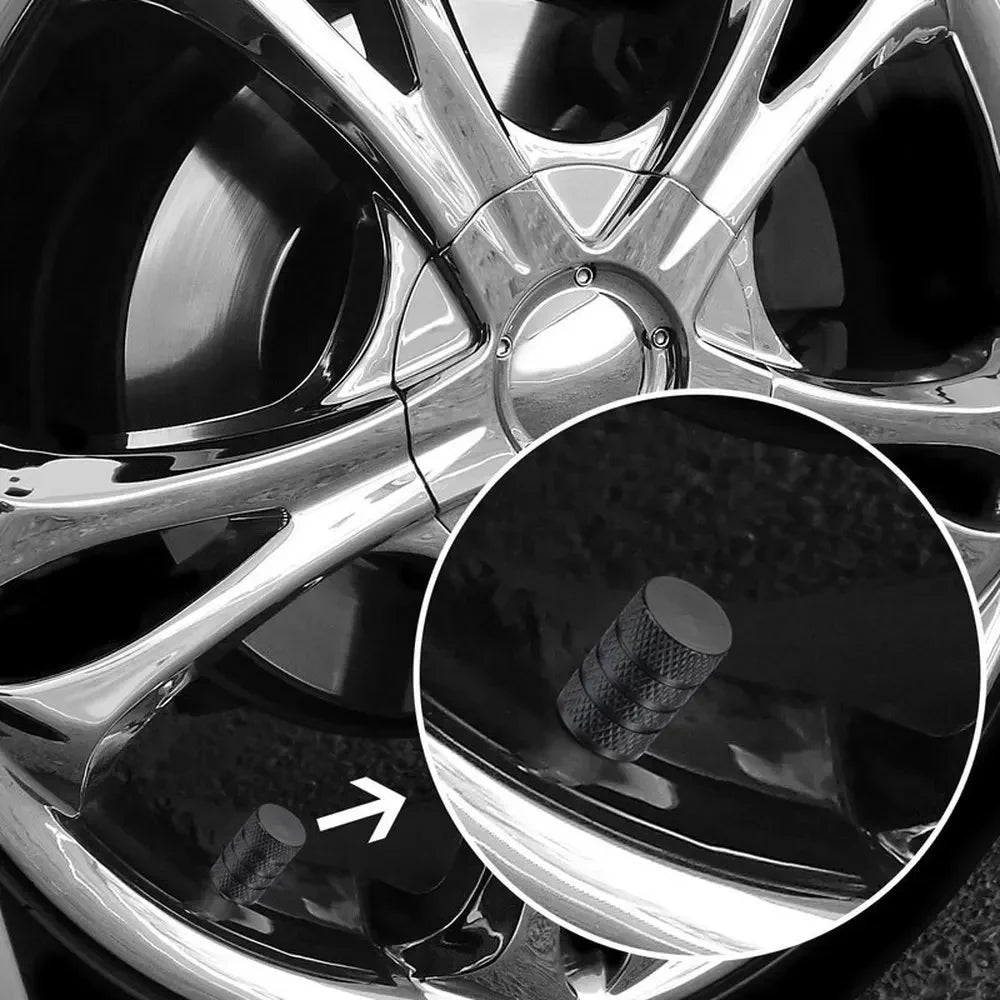 4er Set Aluminium Ventilkappen Rändelung Stil für Auto Reifen Ventile