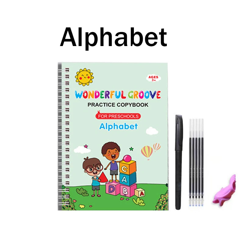 Wiederverwendbares 3D Übungsbuch für Kinder zum Lernen und Schreiben