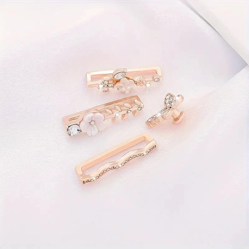4 Stück Schmetterlings-Blumen-Armband-Ringschlaufen, Nägel, Nieten, niedliche Strass-Uhrenarmband-Charms, Dekorationen für Iwatch-Armband-Yabubest - Home & More