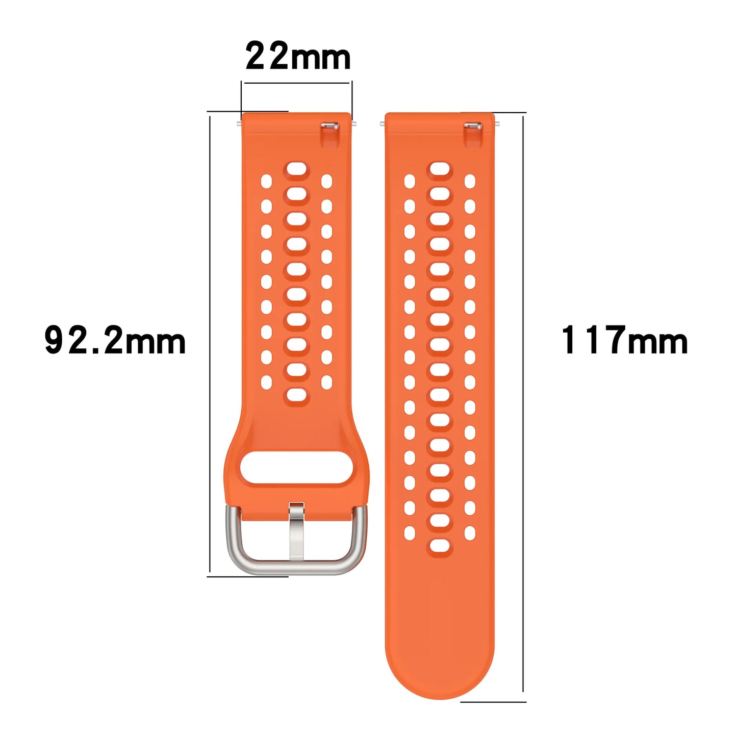 Atmungsaktives 22mm Sport Silikon-Armband für Smartwatches, Unisex
