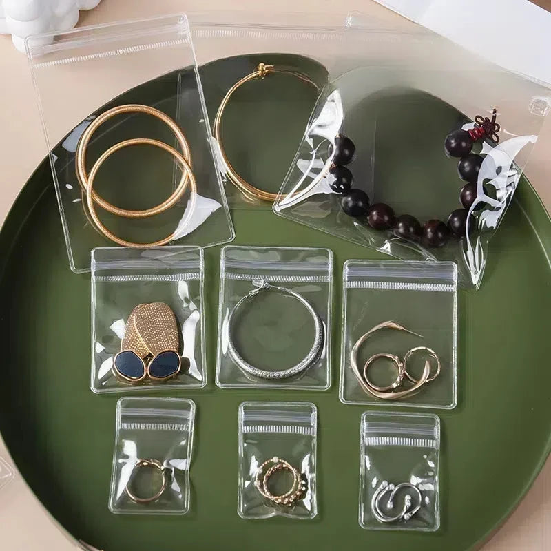 10/50/100x PVC Druckverschlussbeutel transparent Schmuck Geschenk